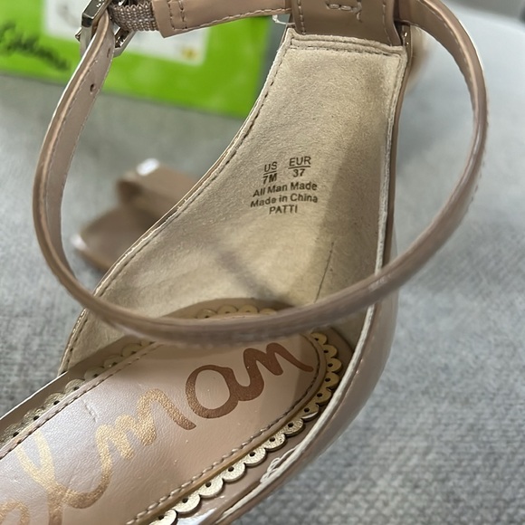 Sam Edelman Nude Patent Open Toe Heels Women’s 7 - Picture 2 of 8